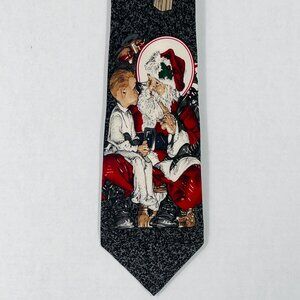 The Saturday Evening Post Santa Silk Christmas Tie 4” x 59” Vintage